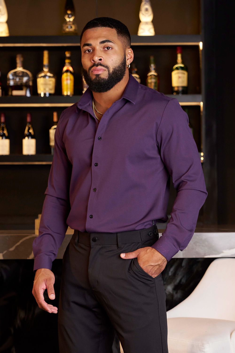 Young LA 803 - Formal Dress Shirts Purple Canada | OQTL-14830