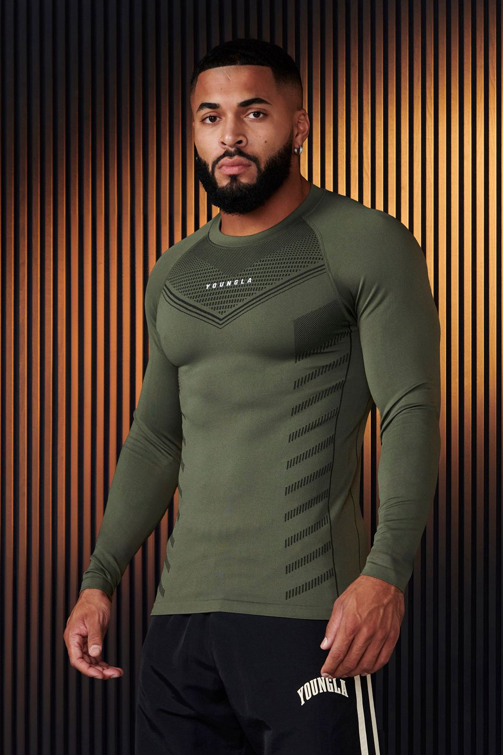 Young LA 833 - Superhero Compression Longsleeves Olive Canada | JYFL-39810