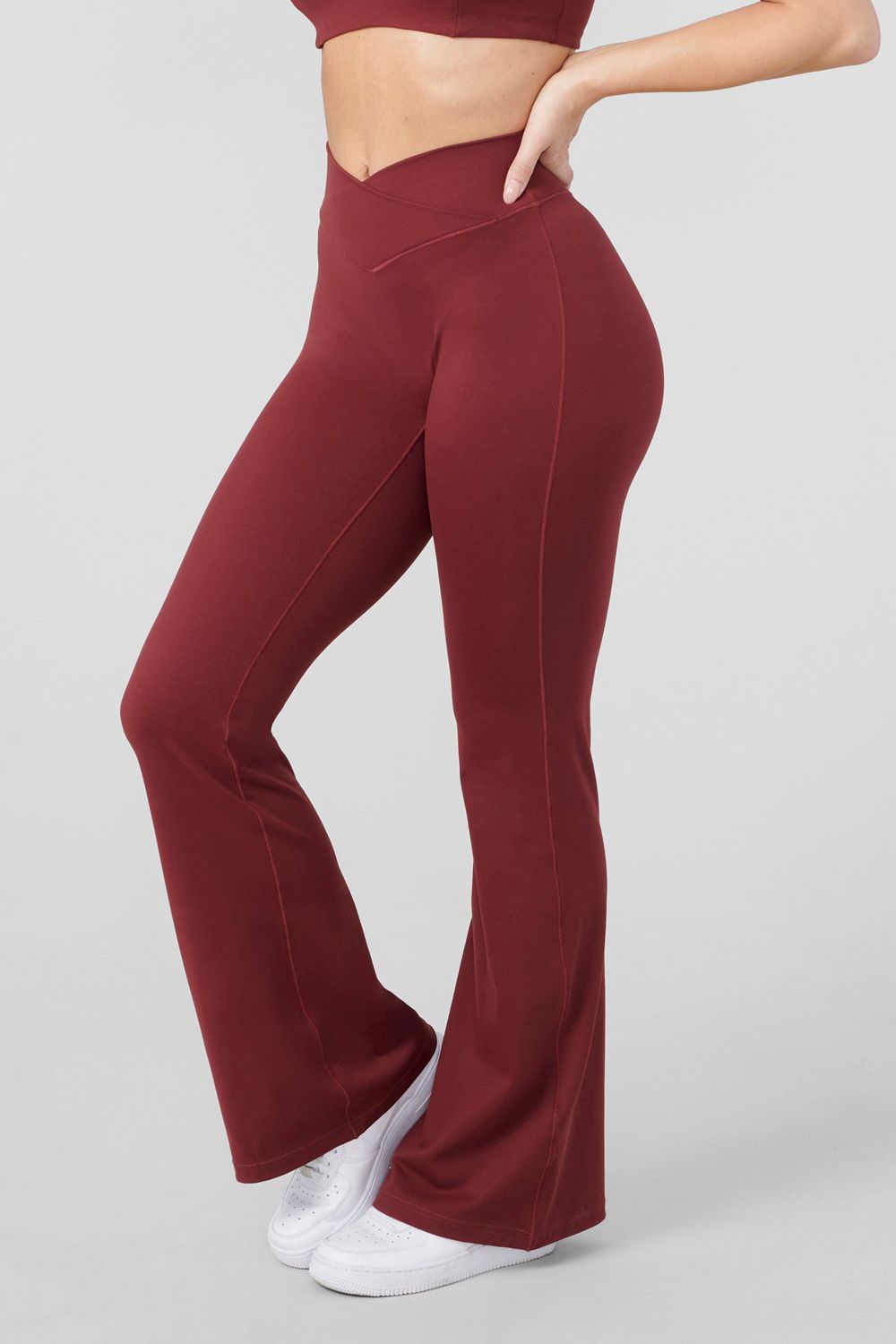 Young LA W215 Vital Flare Pants Burgundy Canada | OUBH-38401