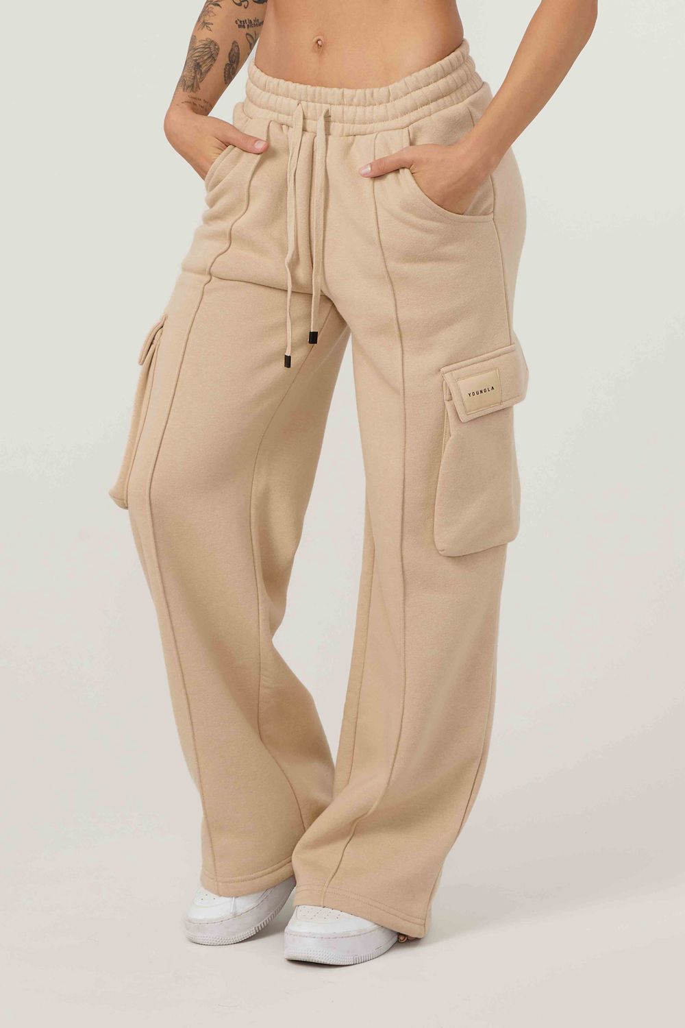 Young LA W216 - Cargo Fleece Joggers Beige Canada | TGCE-06721