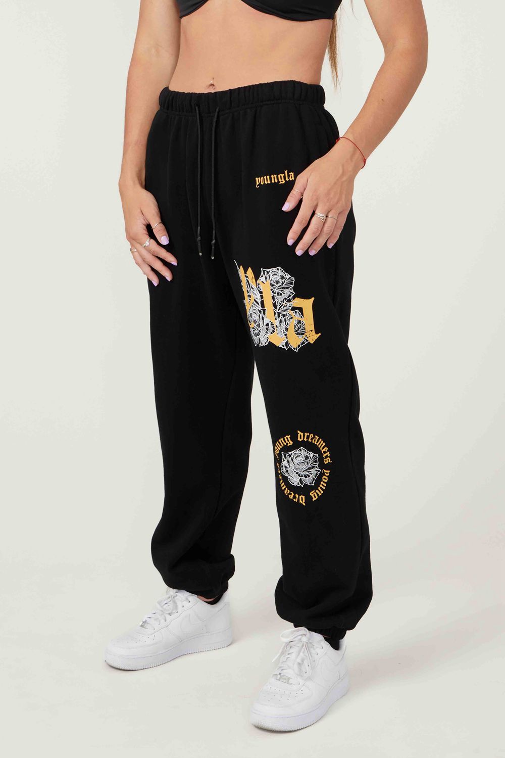 Young LA W224 Rose Joggers Black Canada | JXBC-12836