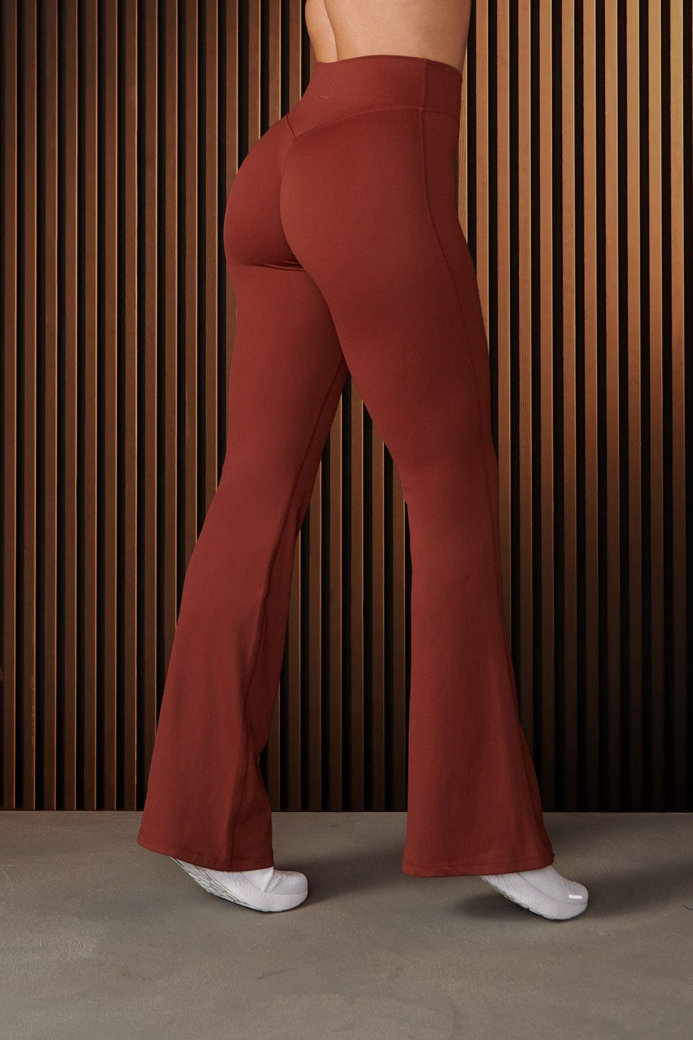 Young LA W227 - Curve Flare Leggings Burgundy Canada | IRXO-31027