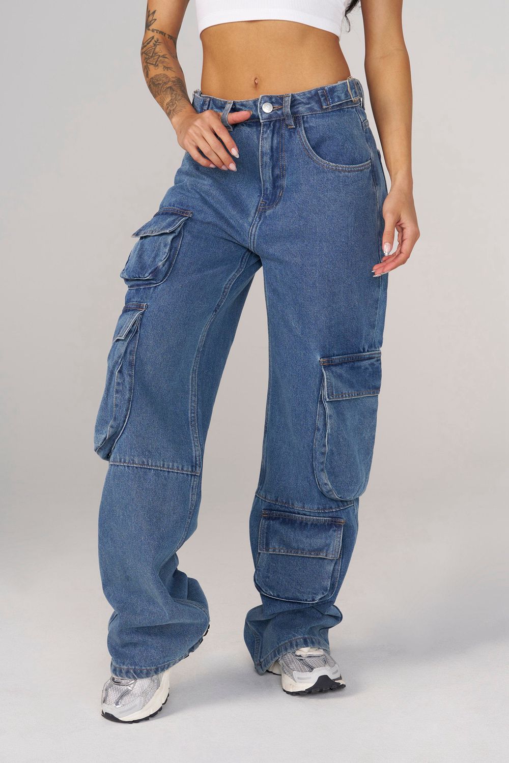 Young LA W242 Straight Leg Cargo Jeans Blue Canada | EWXN-31098