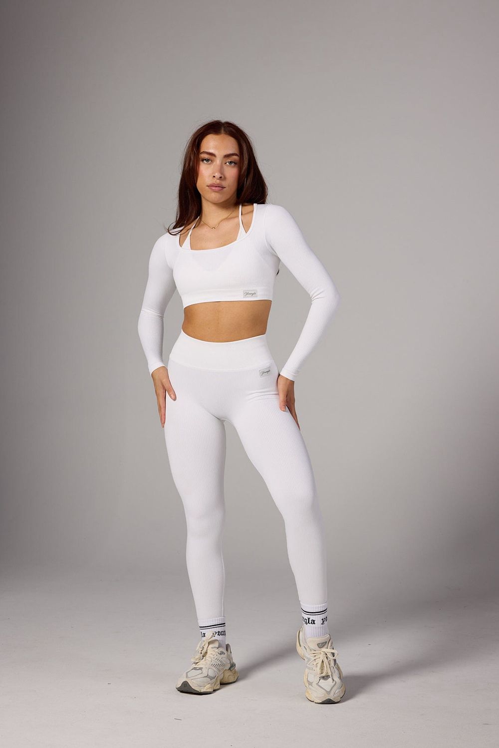 Young LA W243 Ribbed Seamless Legging White Canada | QFUN-06247