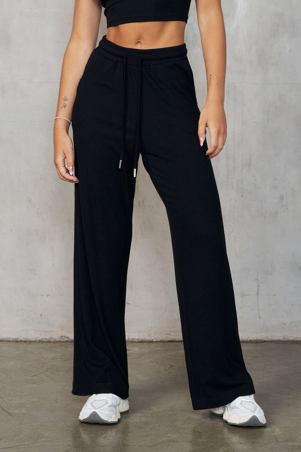 Young LA W249 Ivy Ribbed Pants Black Canada | XJOT-42809