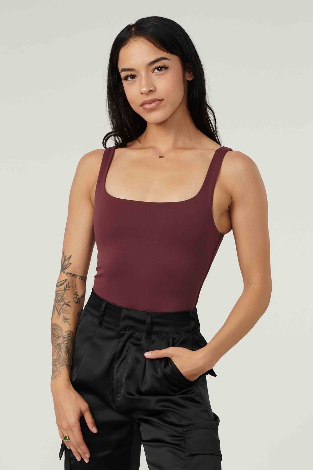 Young LA W307 - Snatched Bodysuit Burgundy Canada | NXQG-92450