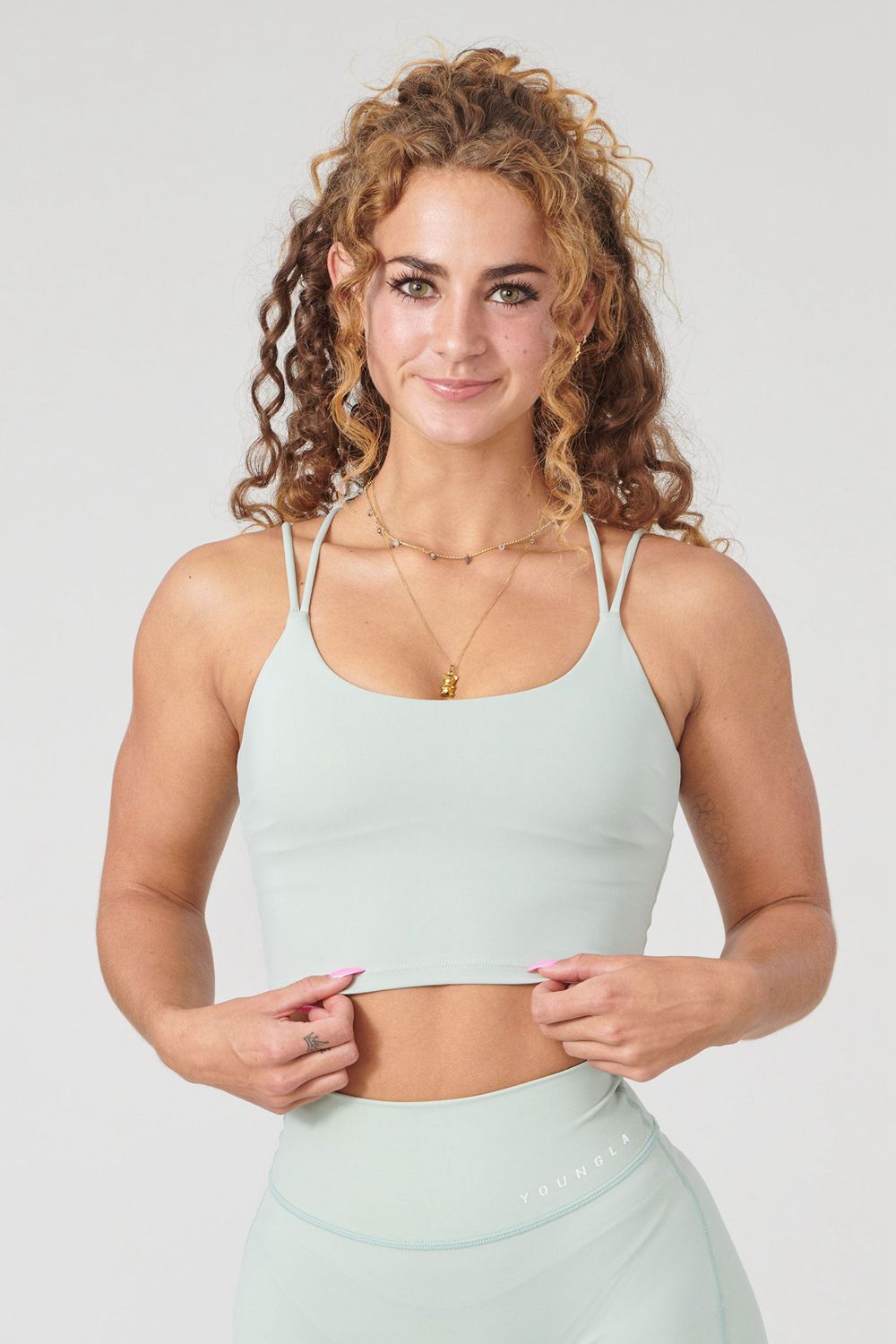 Young LA W310 Progress Sports Bra Aqua Canada | ZYMK-39652