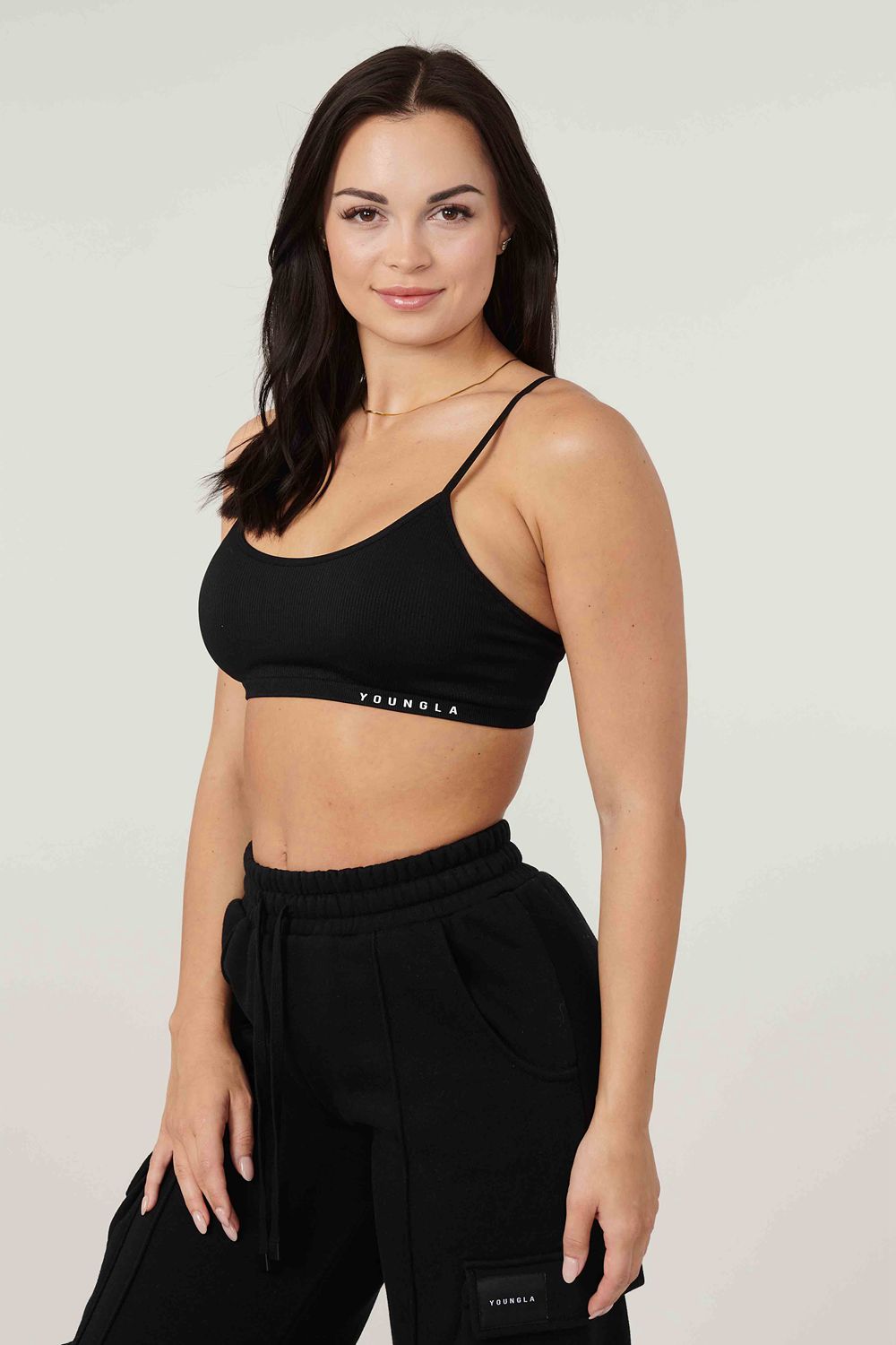 Young LA W316 Ribbed Sports Bra Black Canada | CUJG-34567