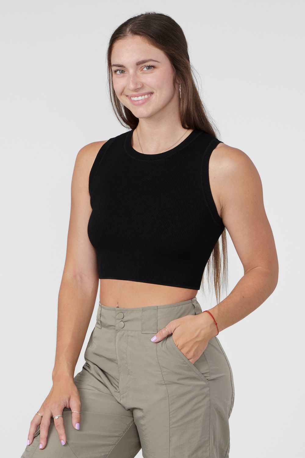 Young LA W317 Knit Tank Black Canada | QLYM-92067