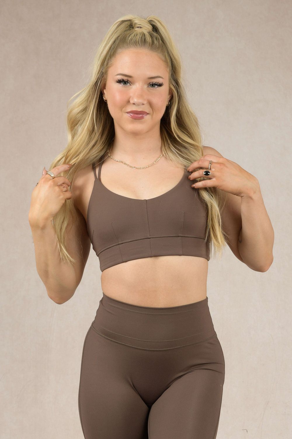 Young LA W319 - Asana Sports Bra Khaki Canada | EFBJ-50192