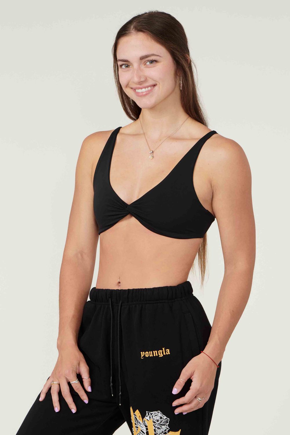 Young LA W326 Spiral Sports Bra Black Canada | GJVZ-28069