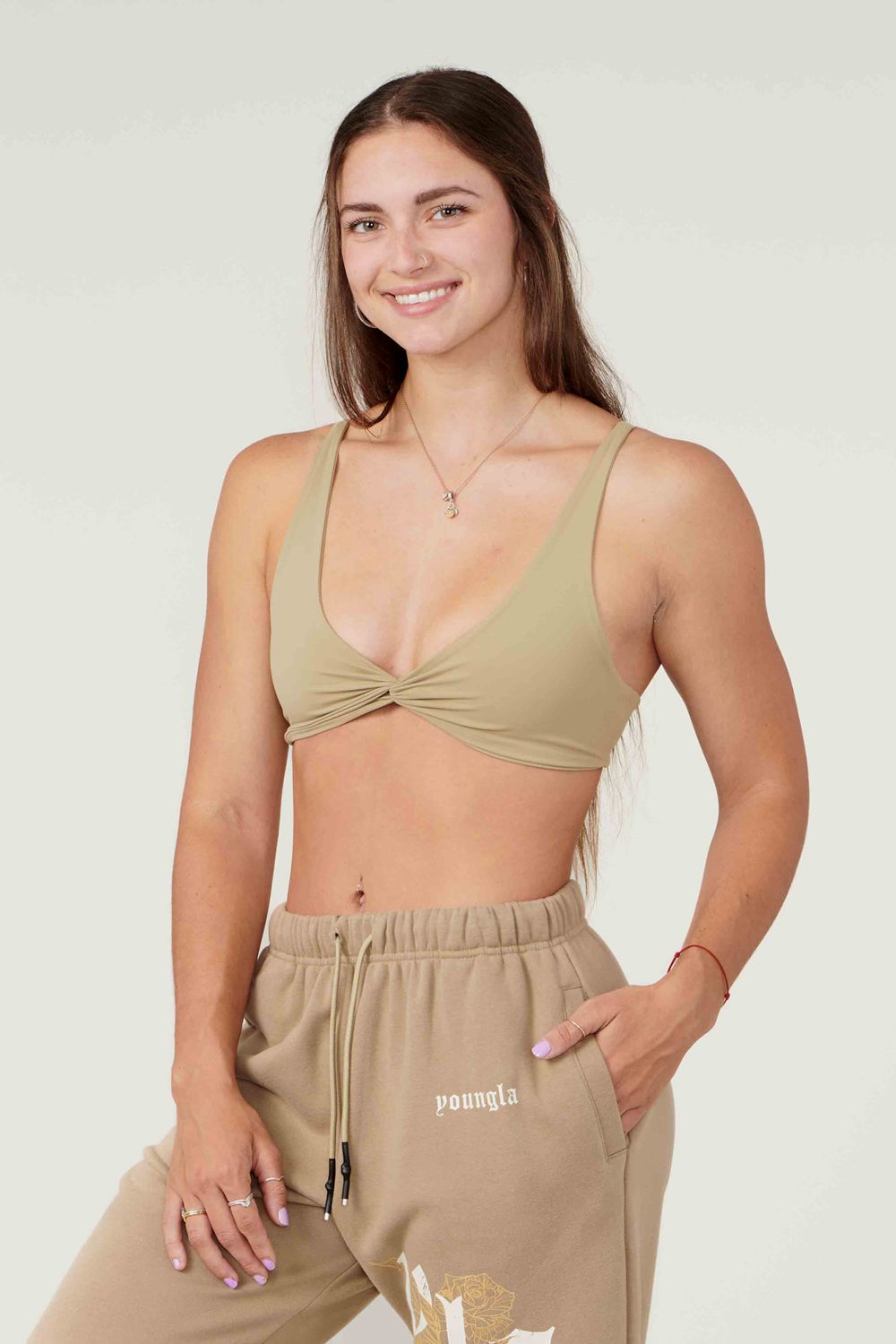 Young LA W326 Spiral Sports Bra Olive Canada | FUZB-57123