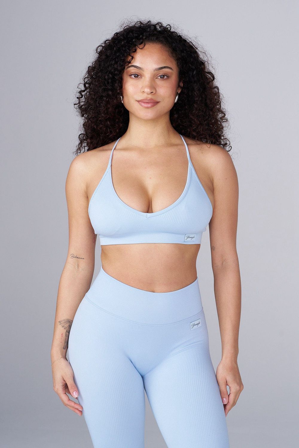 Young LA W343 Ribbed Seamless Bra Blue Canada | PLVN-39078