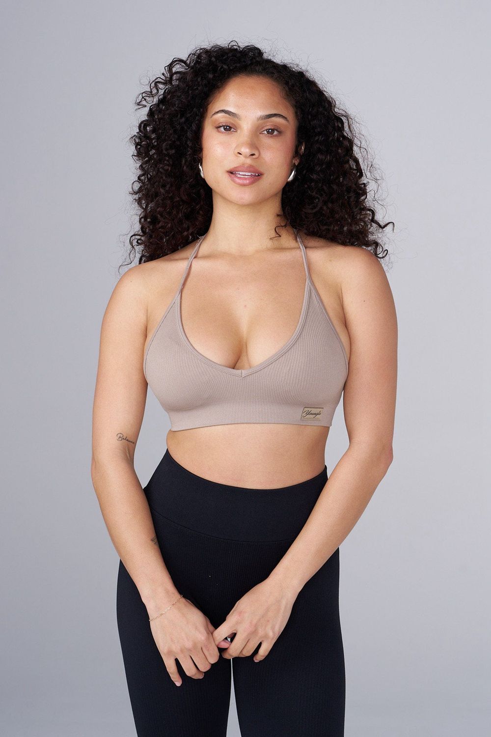 Young LA W343 Ribbed Seamless Bra Grey Canada | QOTI-72916