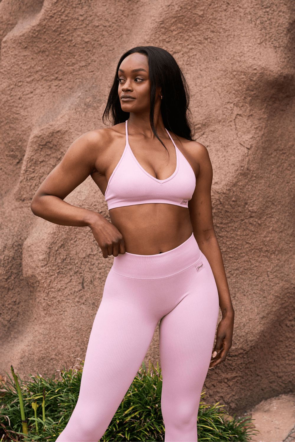 Young LA W343 Ribbed Seamless Bra Pink Canada | FIVH-68354