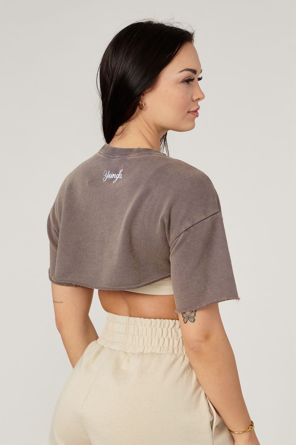 Young LA W410 - Cut Out Tee Khaki Canada | QTIU-07268