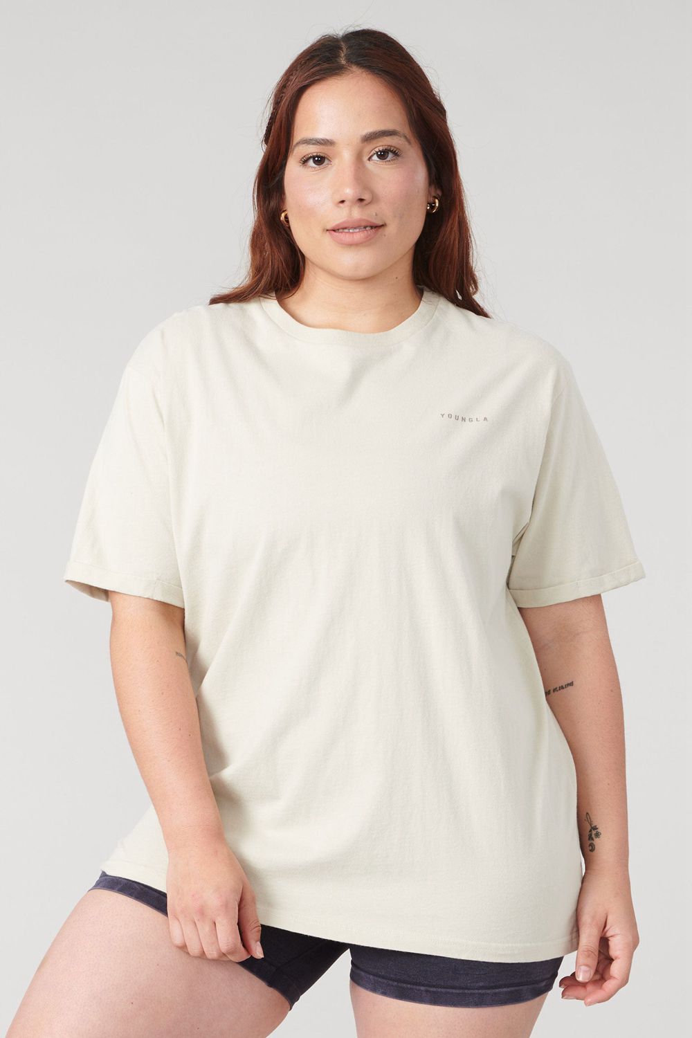 Young LA W424 Bloc Oversized Tee Beige Canada | JTCO-06324