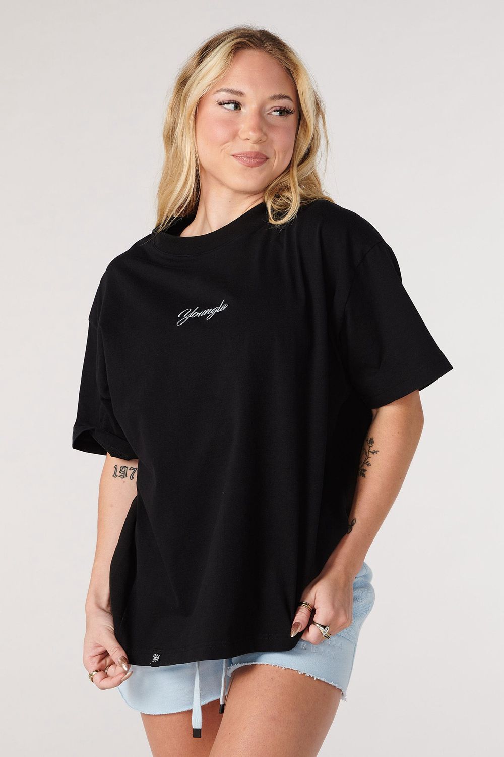 Young LA W425 - Retro Short Sleeve Black Canada | NTWU-73824