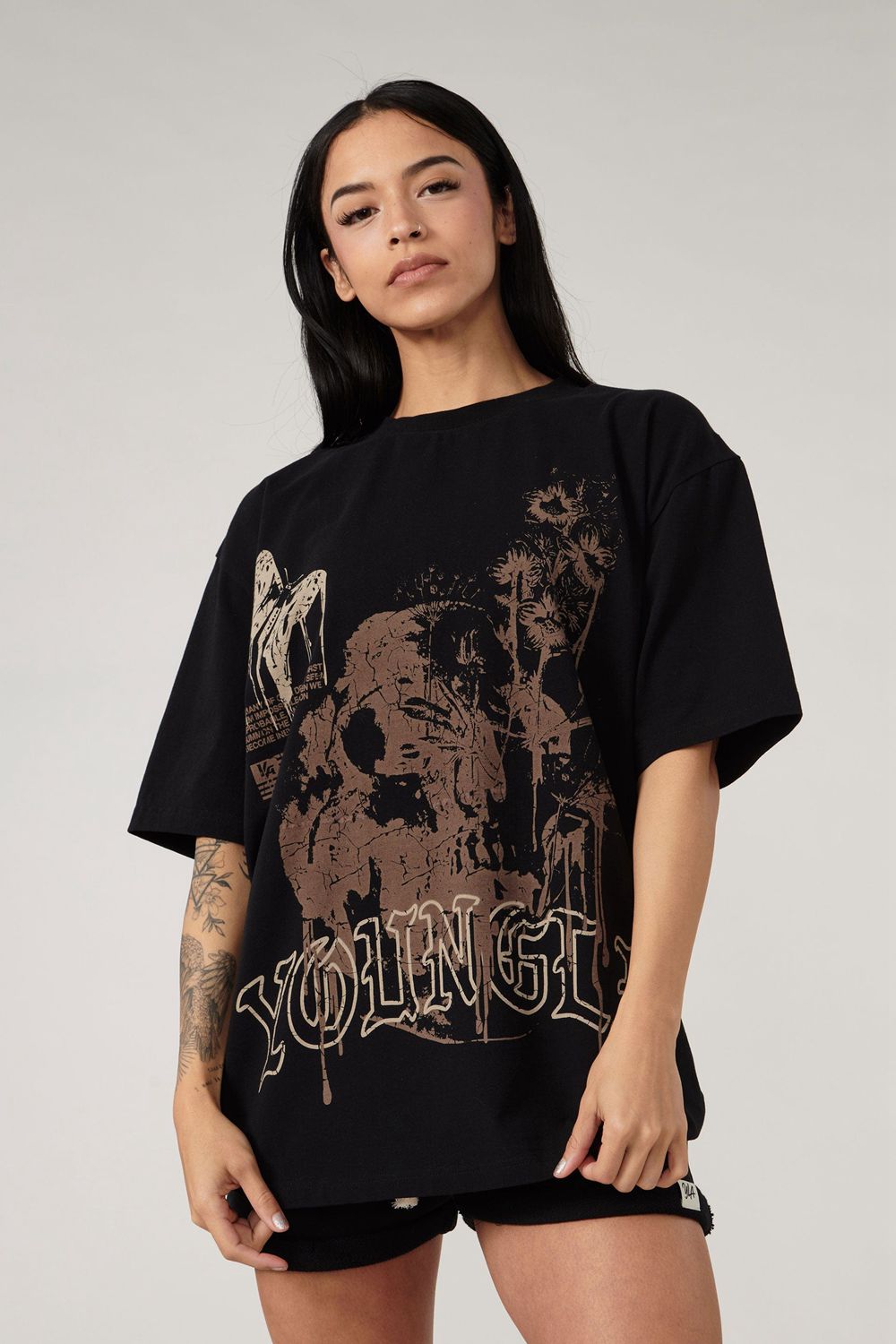 Young LA W427 Phantom Oversized Tees Black Canada | XNMK-45278