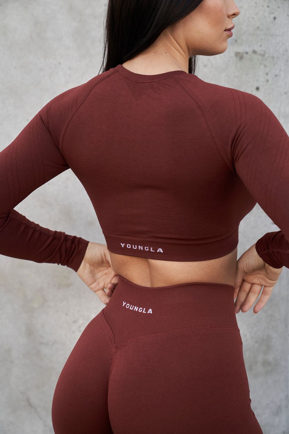 Young LA W430 - Curve Seamless Long Sleeve Burgundy Canada | CPRB-52976