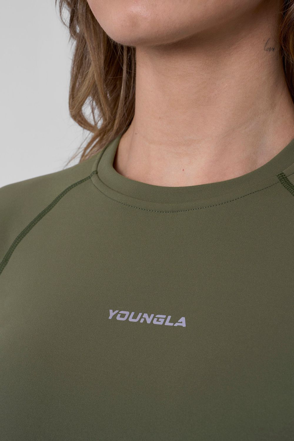 Young LA W439 - Compression Cap Sleeve Tee Olive Canada | UHEF-27436