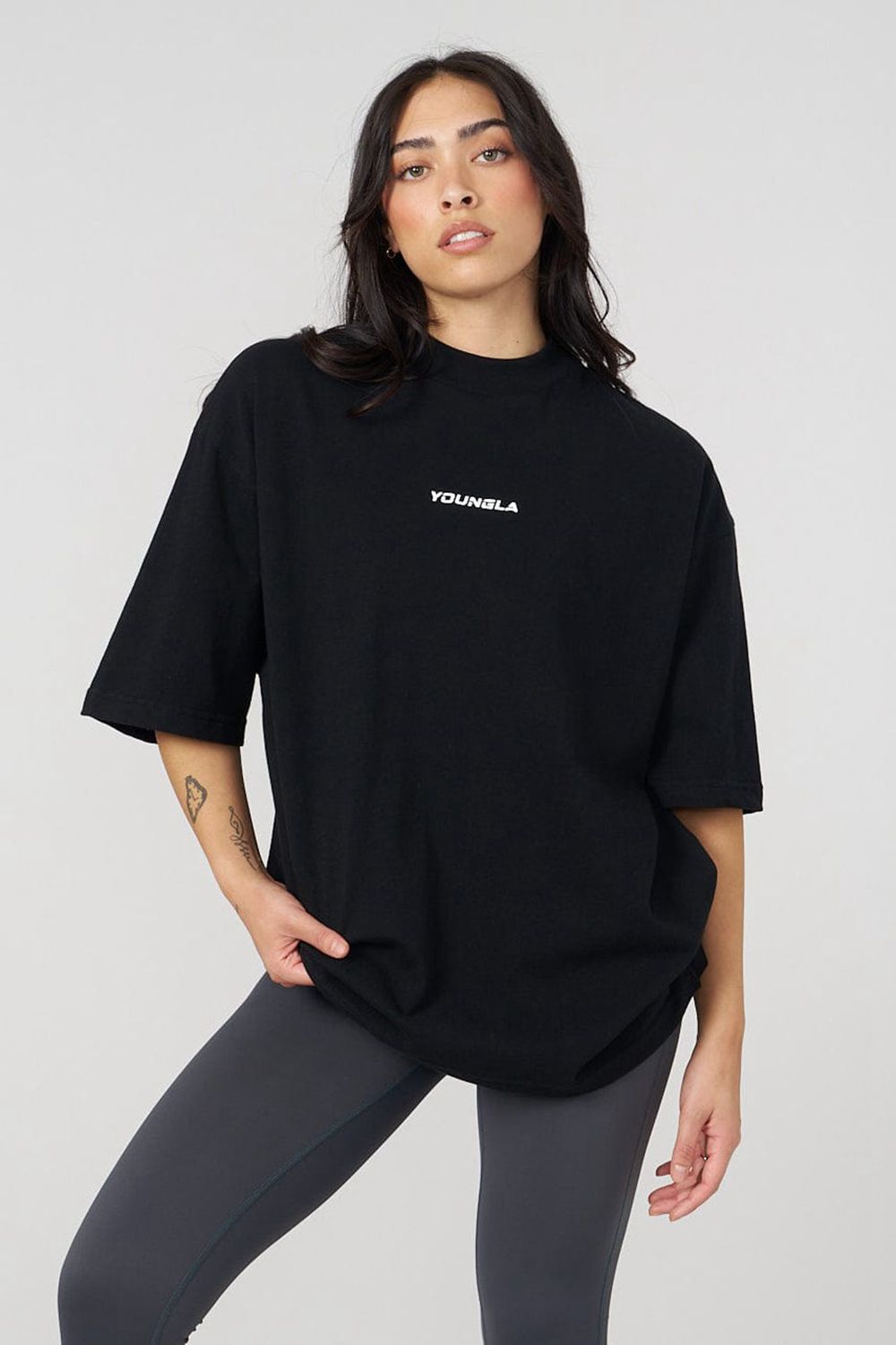 Young LA W440 Digital Oversized Tee Black Canada | JFVN-13749