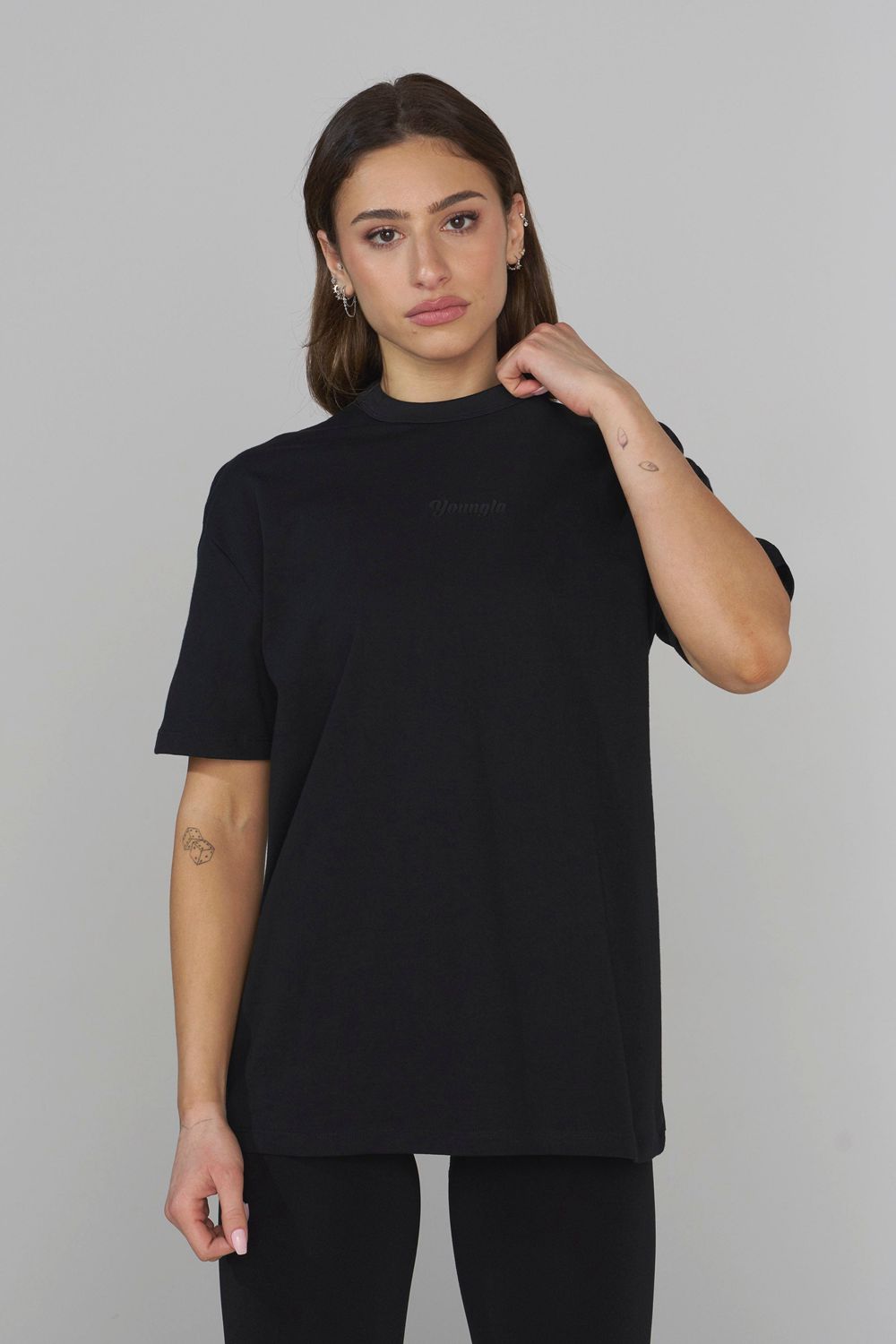 Young LA W443 Simple Tee Black Canada | JYGA-79021