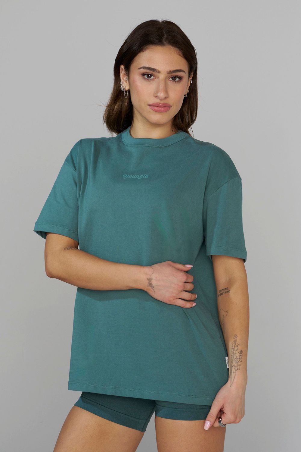 Young LA W443 Simple Tee Teal Canada | RHKB-38490