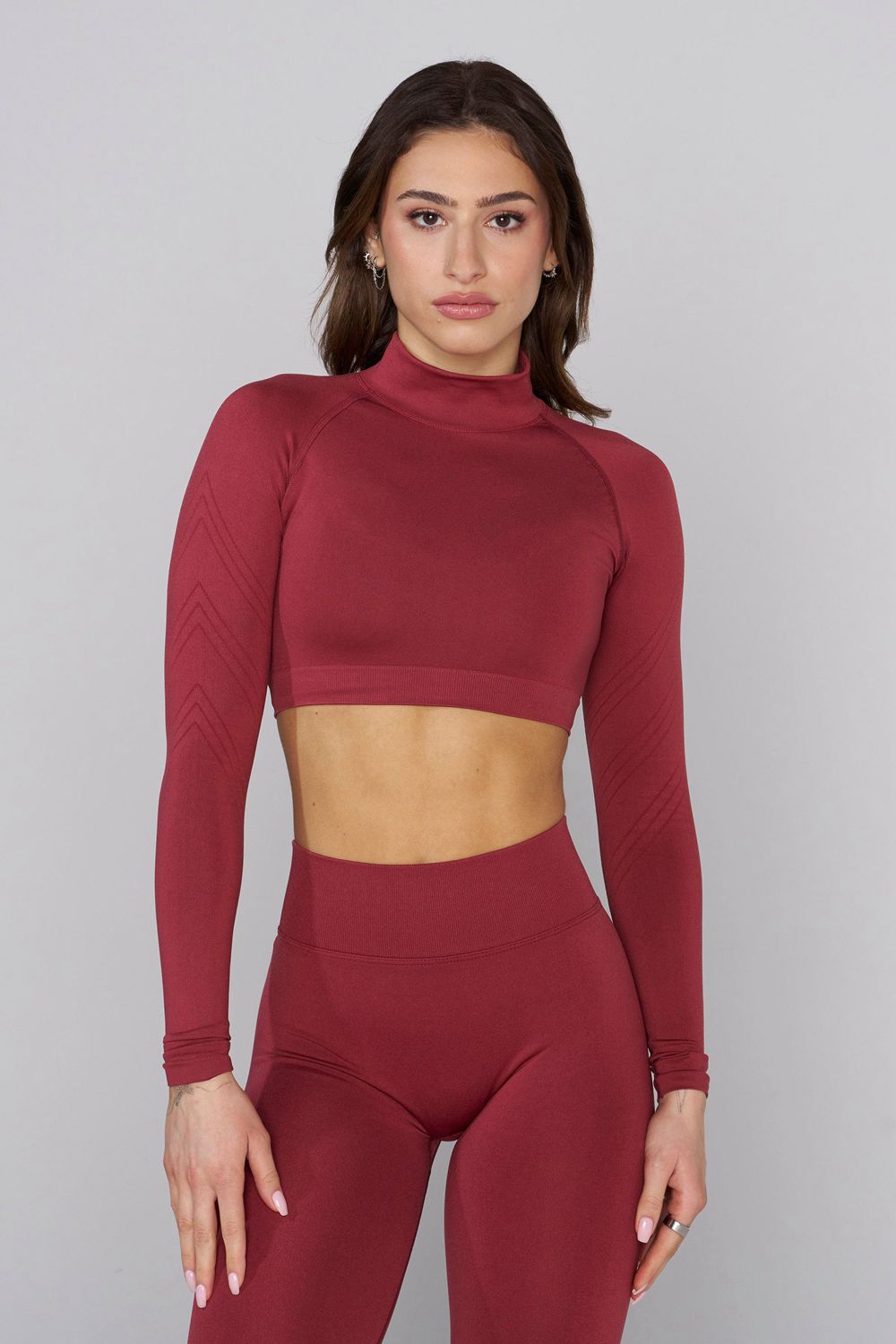 Young LA W445 Seamless Curve Longsleeve Crop Red Canada | UMGE-01987