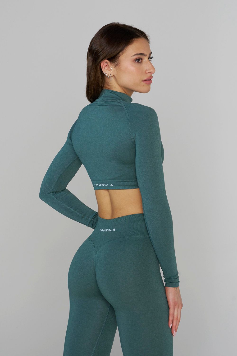 Young LA W445 Seamless Curve Longsleeve Crop Teal Canada | XYBD-12743