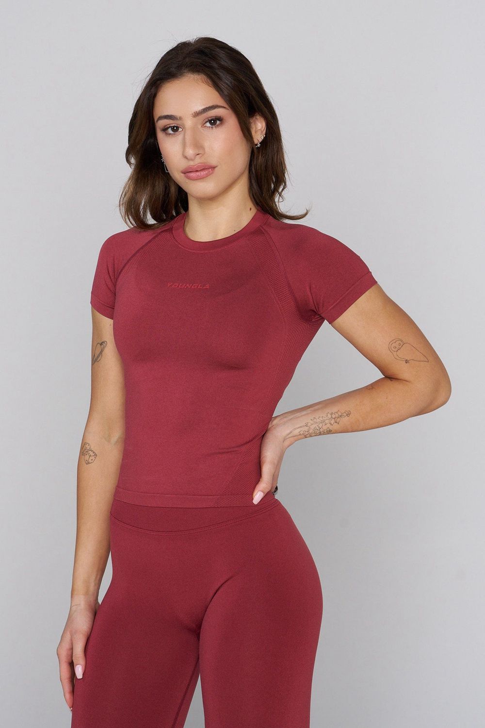 Young LA W446 Seamless Curve Compression Tee Red Canada | PLNY-71928