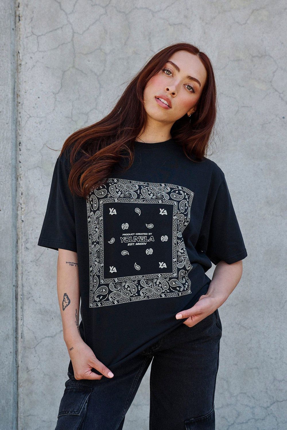 Young LA W448 Bandana Tee Black Canada | MVAR-57109