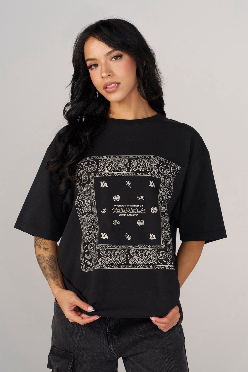 Young LA W448 Bandana Tee Black Canada | MVAR-57109