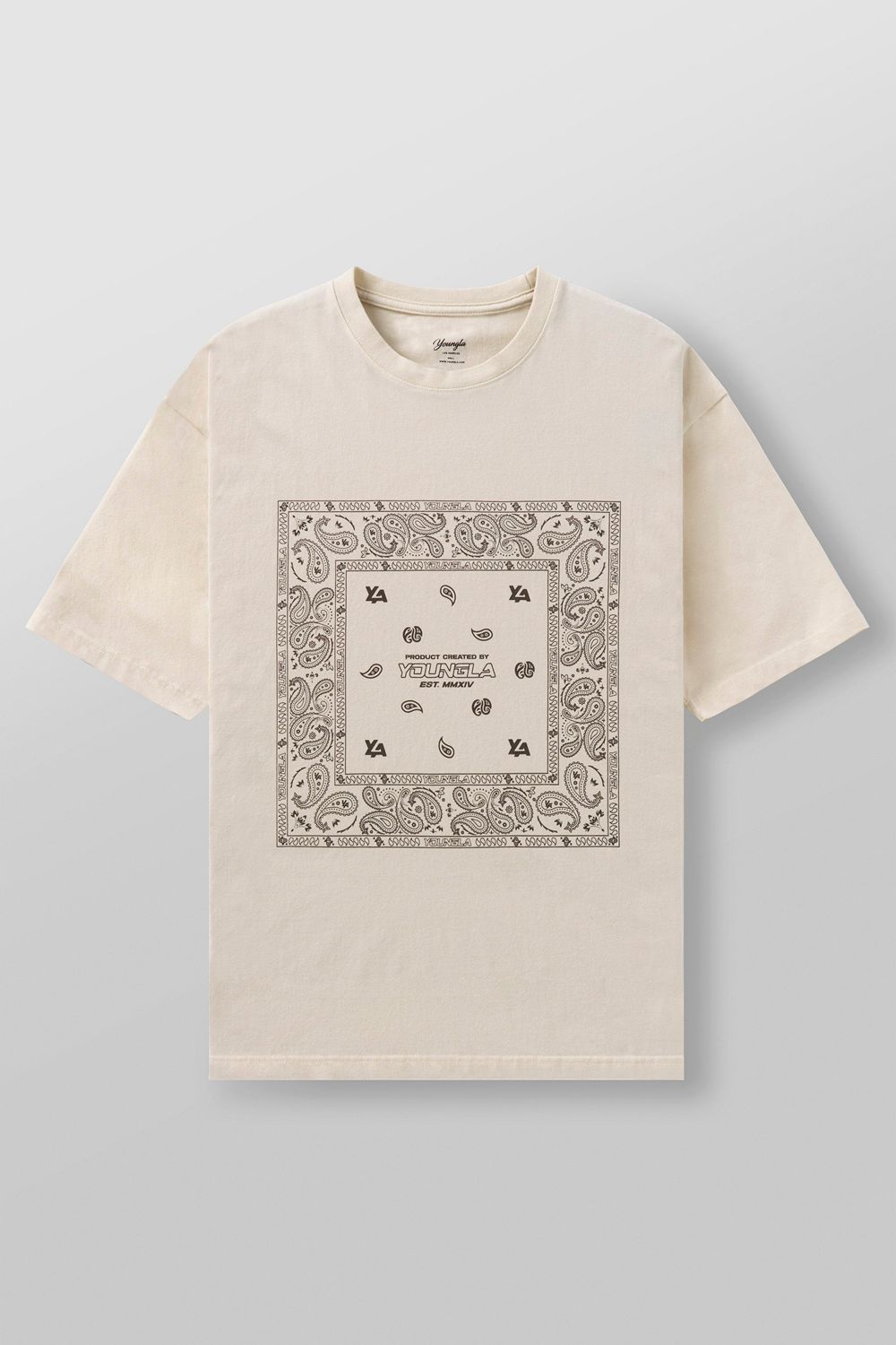 Young LA W448 Bandana Tee Cream Grey Canada | TJLQ-25784