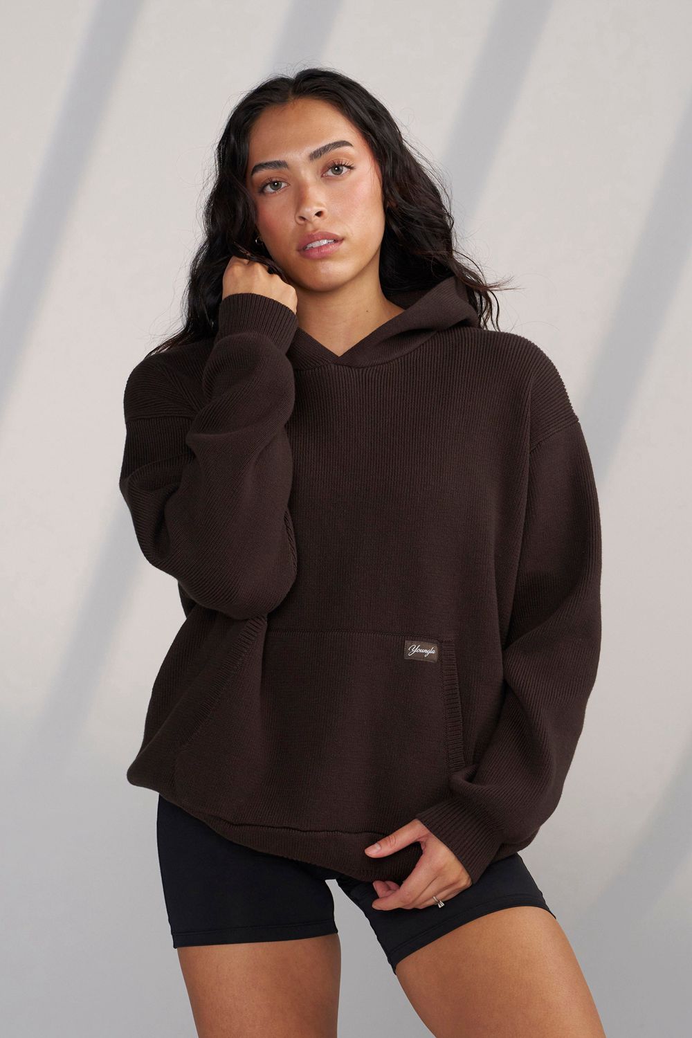 Young LA W514 - Bella Sweater Hoodie Dark Brown Canada | TBJG-68109