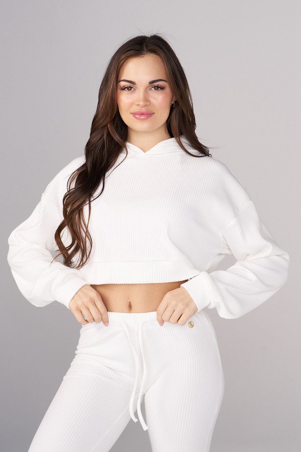 Young LA W545 Ava Crop Hoodie White Canada | OLDT-38910